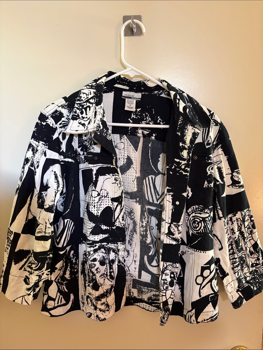 Black & White Graphic stretch Jean Jacket